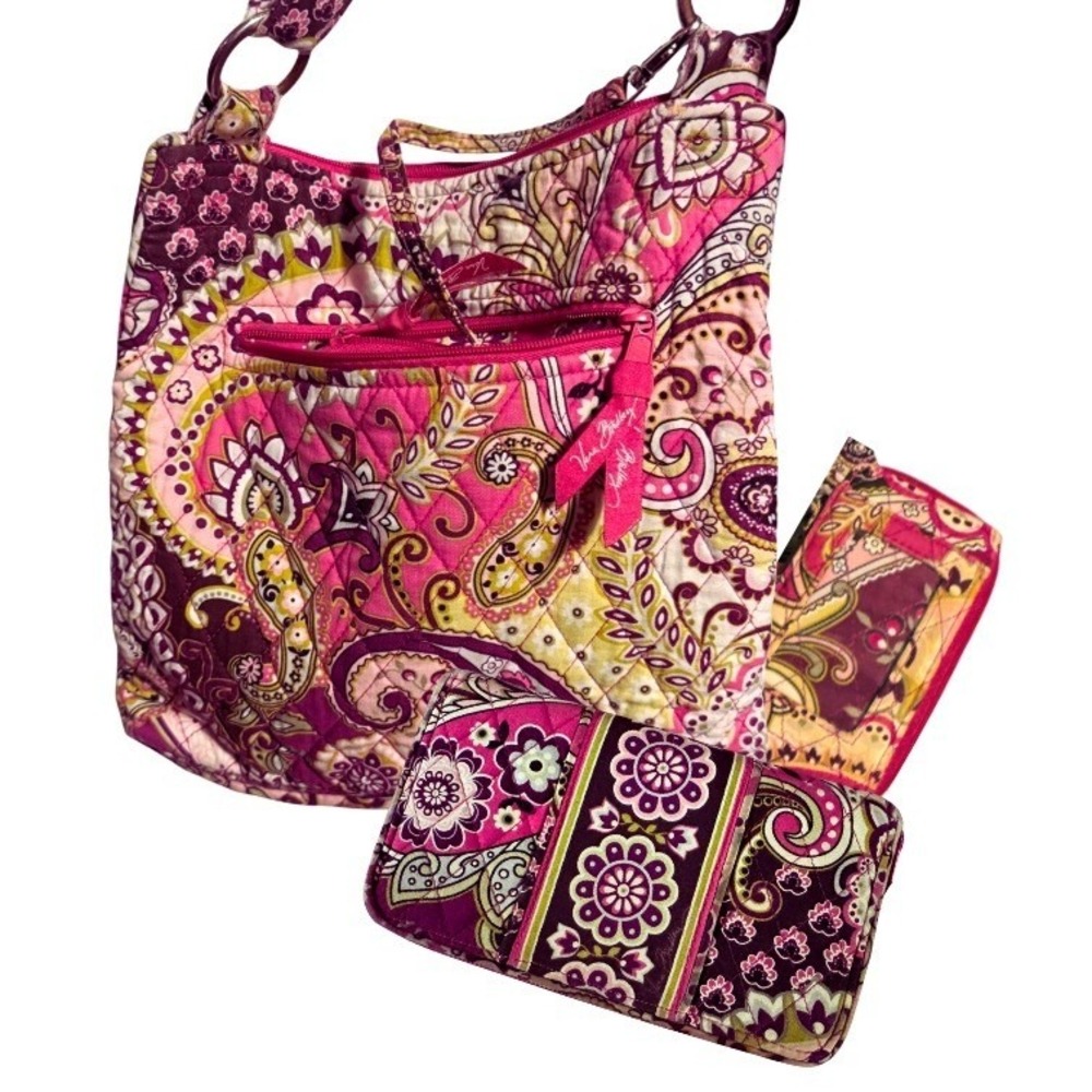 Vera Bradley Very Berry Paisley Crossbody Bag Wallet ID Set Boho Cottage Festi